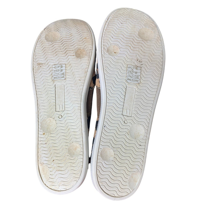 Funky Monkey Women Size 11 Tan Leopard Spot Slip On Low Top Canvas Sneaker Shoes