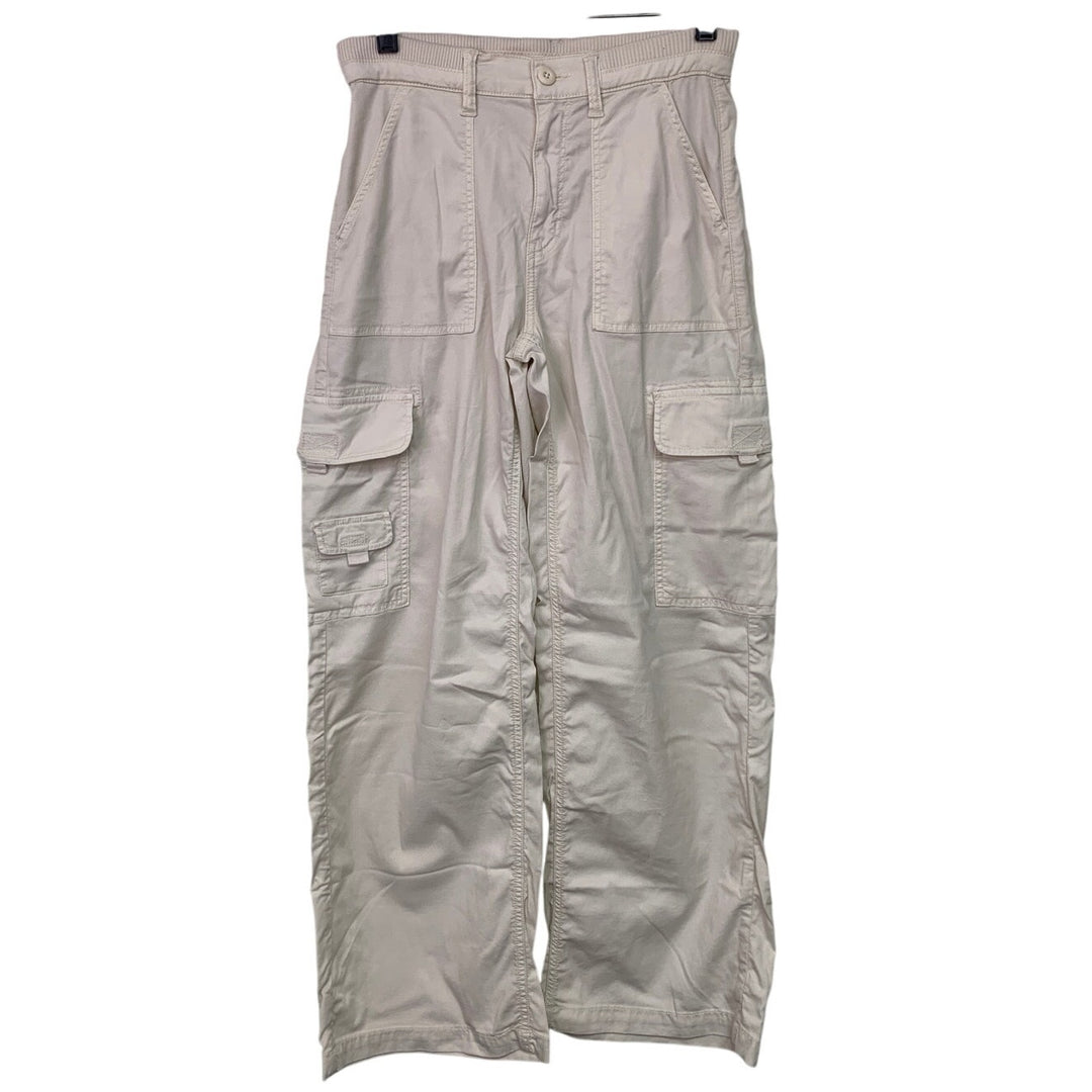 New American Eagle Womens Size 2 Khaki Ribbed Waist Lightweight Cargo Pants