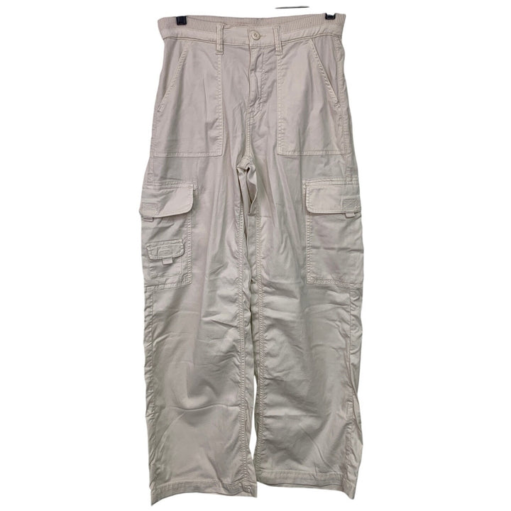 New American Eagle Womens Size 2 Khaki Ribbed Waist Lightweight Cargo Pants