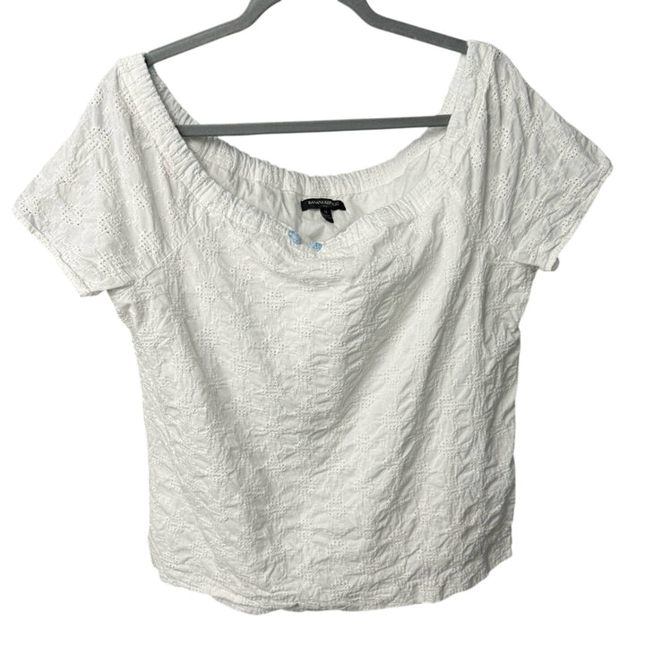 Banana Republic Womens Medium 100% Cotton Off-Shoulder Drawstring Neckline Top