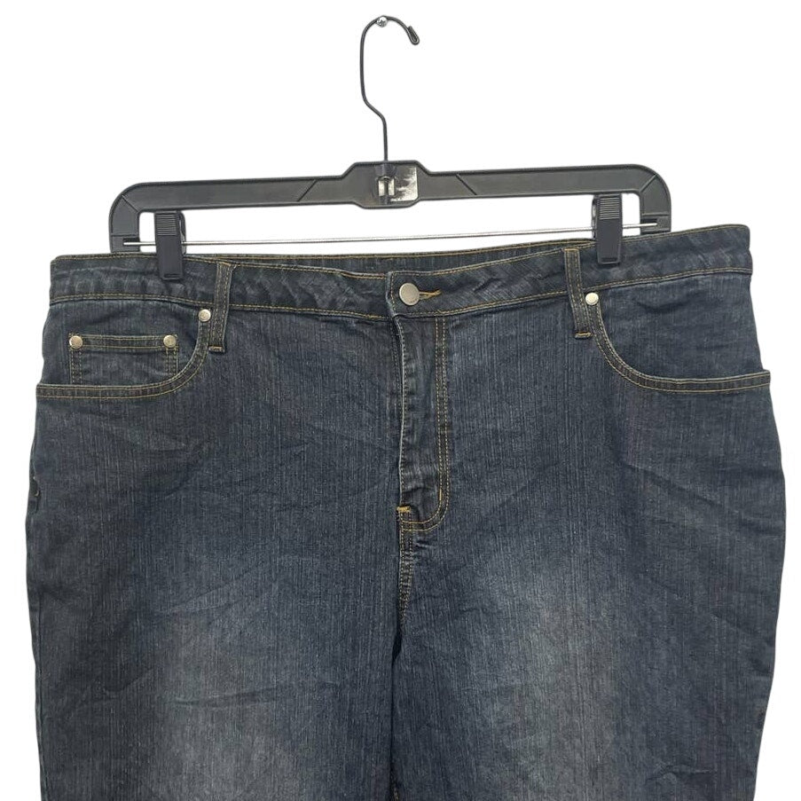 Zana-Di Womens Size 22S Short Ramie Cotton Blend Dark Wash Boot Cut Denim Jeans