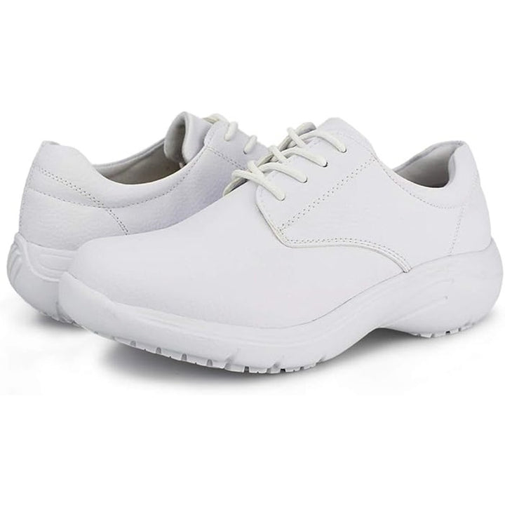 Hawkwell Womens Size 9 White Faux Leather Lace Up Lightweight Nursing Shoes