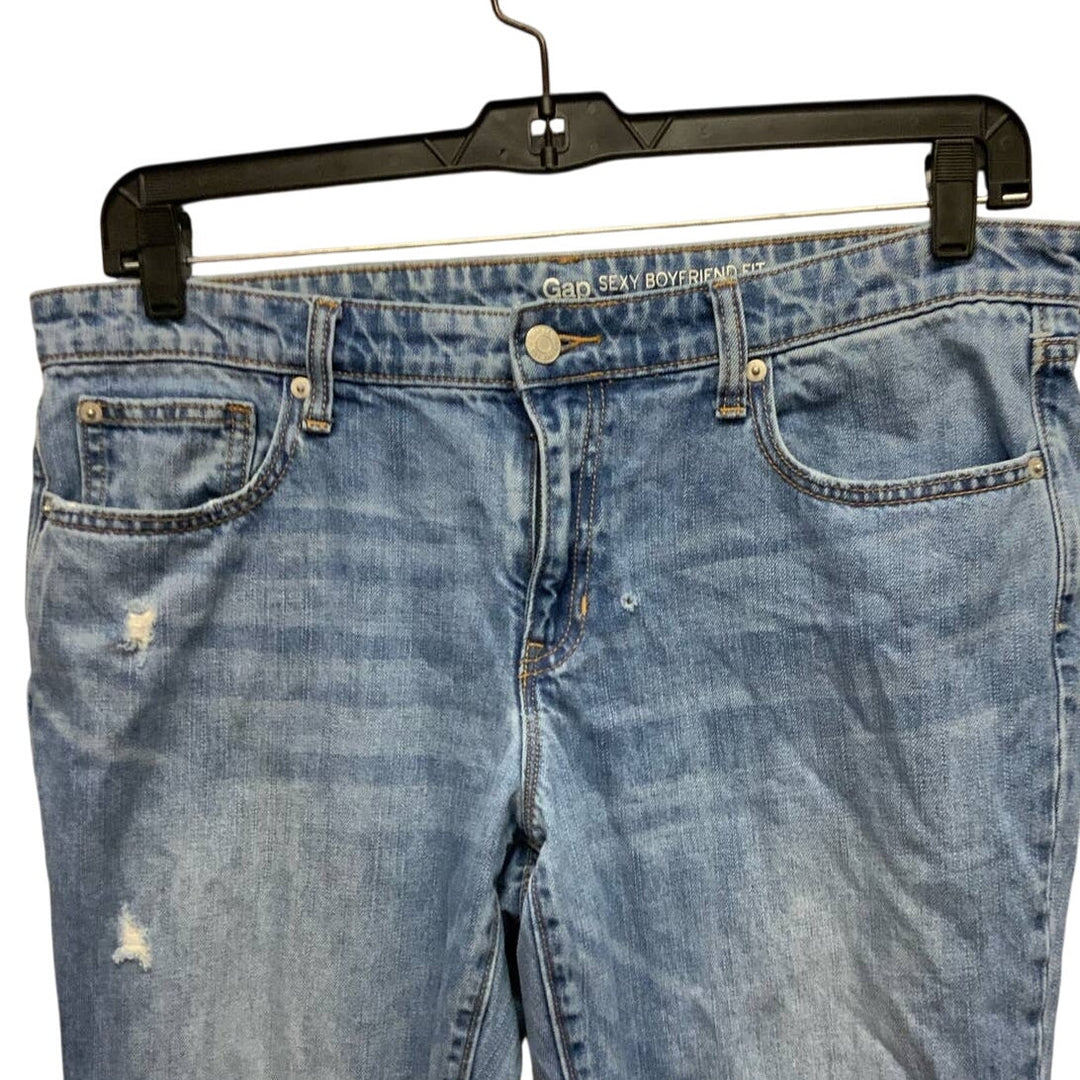 GAP Size 12 X 31 Sexy Boyfriend Fit 100% Cotton Denim Lighter Wash Blue Jeans