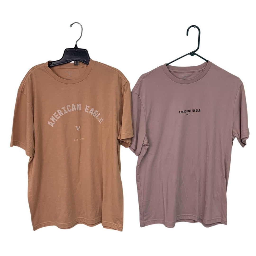 2 New American Eagle Mens Medium Super Soft Standard Fit Short Sleeve Tee Shirts