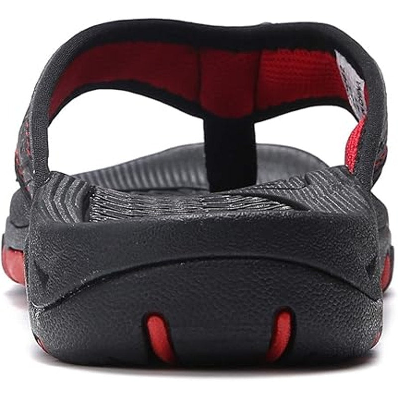 Hobibear Mens Size 11 Black Red Thong Slide On Cushioned Flip Flop Sandal Shoes