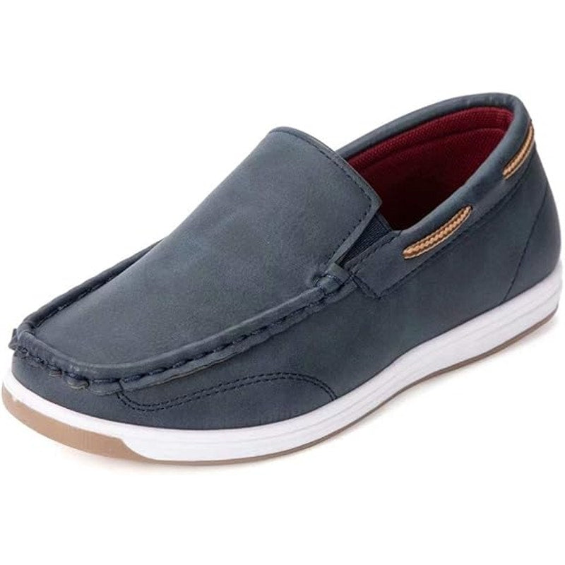 Cherry Popo Little Boys Size 2 Navy Blue Faux Leather Slide On Loafer Boat Shoes