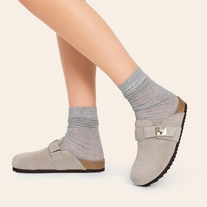 Dream Pairs Womens 8 Gray Clogs Closed Round Toe Adjustable Strap Slip On Shoes