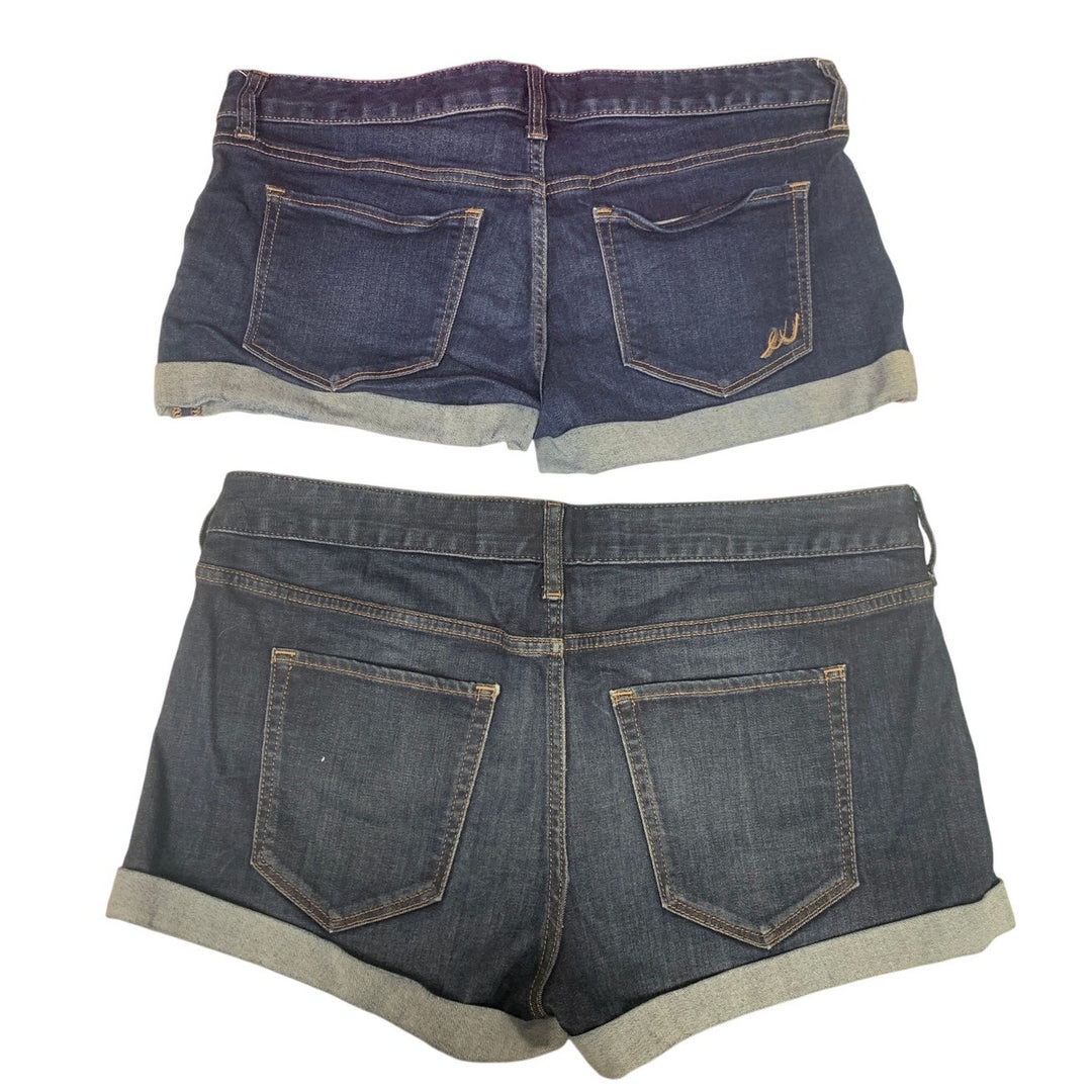 2 Pairs Express Jeans Womens 8 Factory Whiskered Denim Blue Jean Shorts Jorts