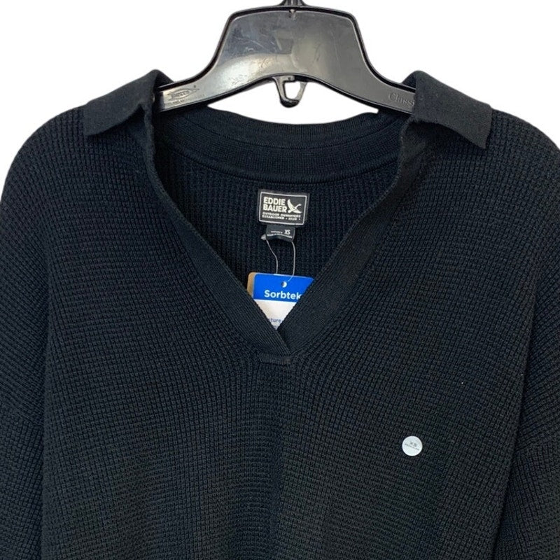 New Eddie Bauer Womens XS Black Signature Johnny Collared Sorbtek Sweater
