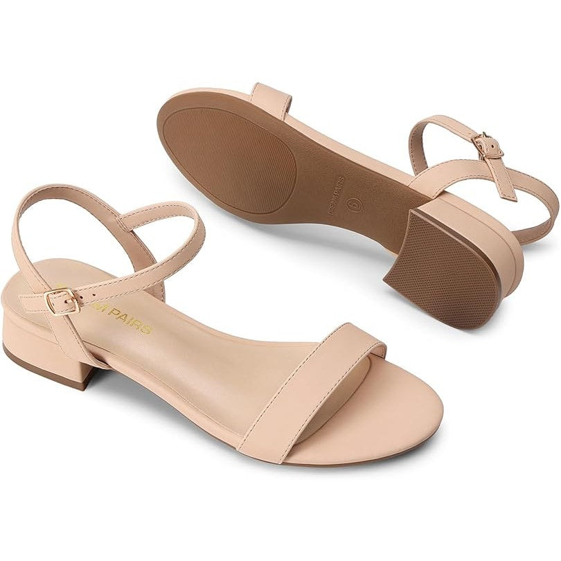 New Dream Pairs Womens 7.5 Tan Low Heel Dressy Slingback Ankle Strap Sandals