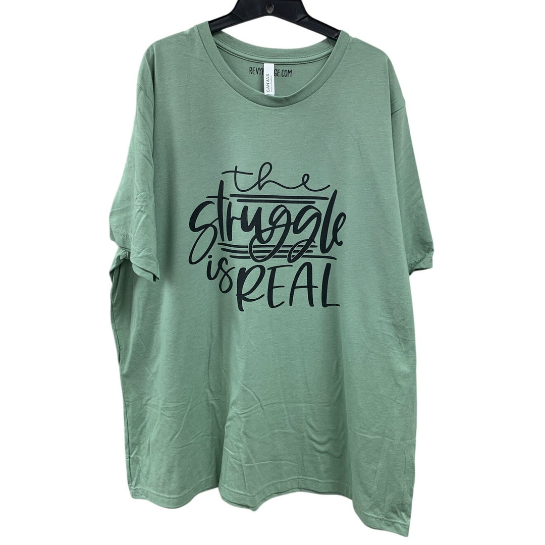 New Hand Printed Womens 3XL The Struggle Is Real Short Sleeve PolyCotton T-Shirt