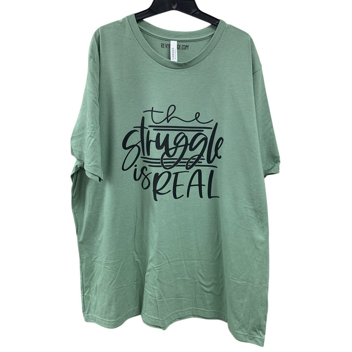 New Hand Printed Womens 3XL The Struggle Is Real Short Sleeve PolyCotton T-Shirt