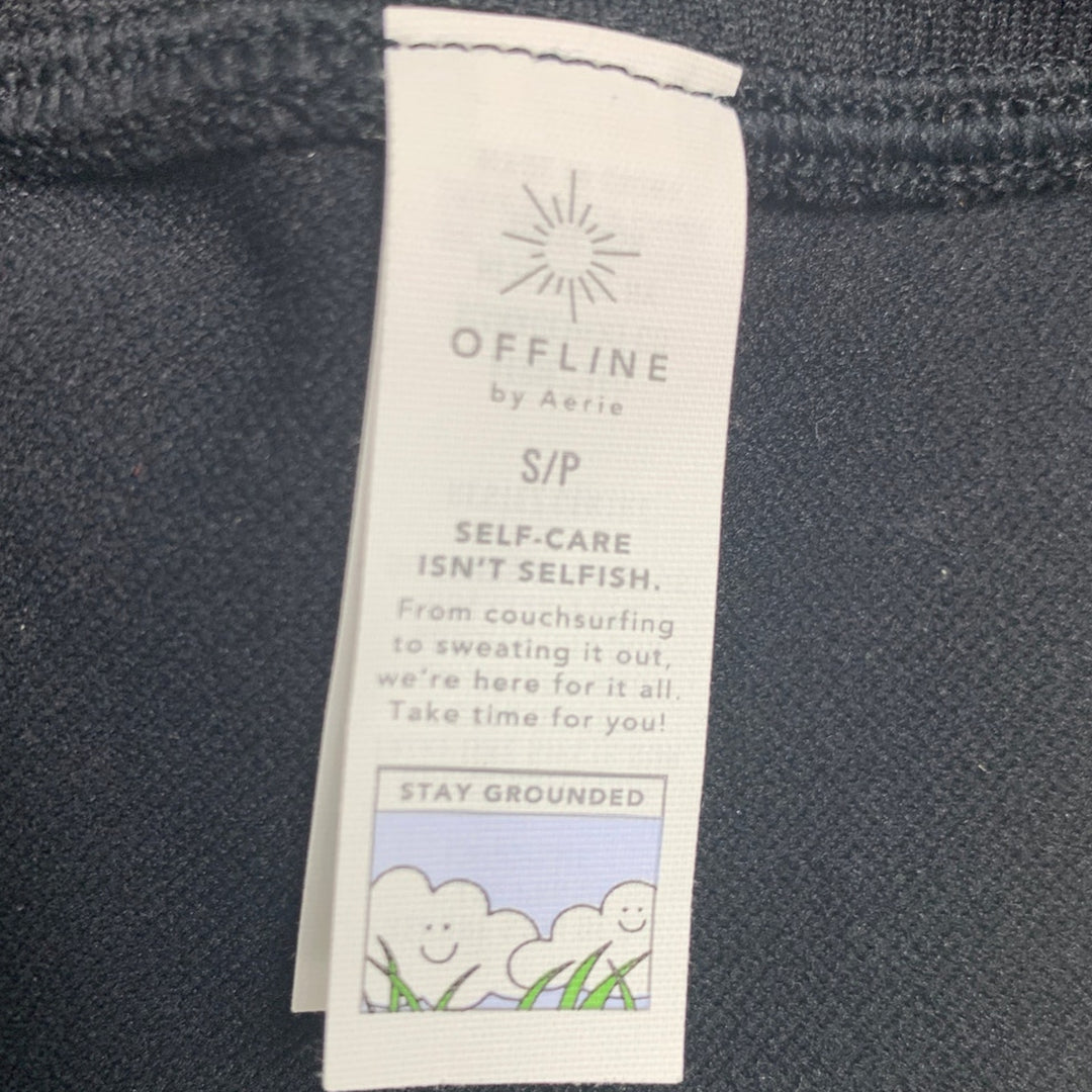 New OFFLINE By Aerie Womens Small Black Sidewalk Seamless Cropped T-Shirt Tee