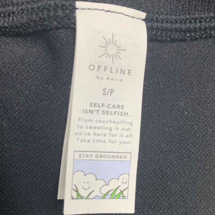 New OFFLINE By Aerie Womens Small Black Sidewalk Seamless Cropped T-Shirt Tee