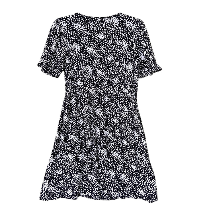 Maurices Womens Small Short Sleeve Black Dot Button Front A Line Dress w Pockets