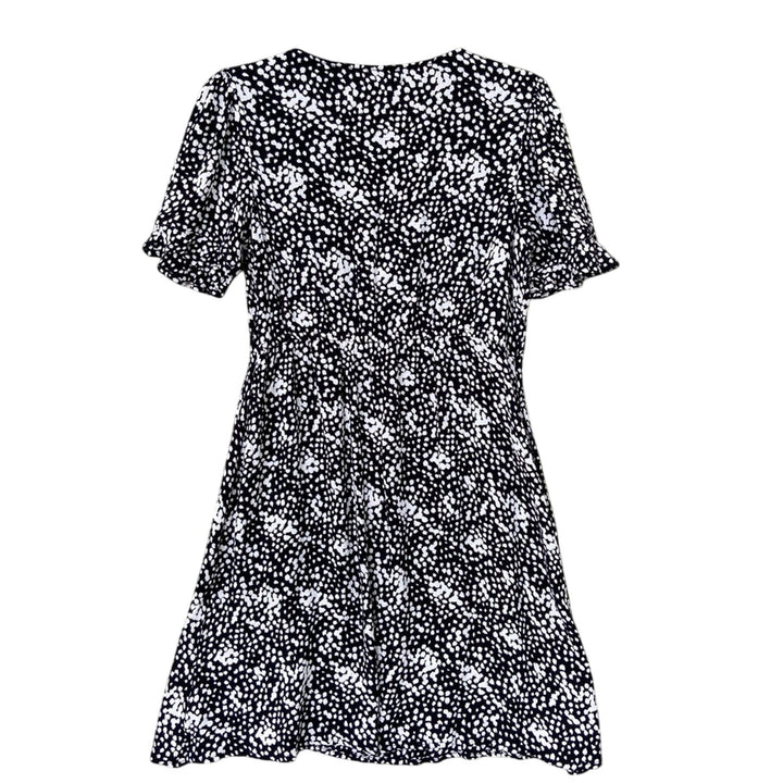 Maurices Womens Small Short Sleeve Black Dot Button Front A Line Dress w Pockets