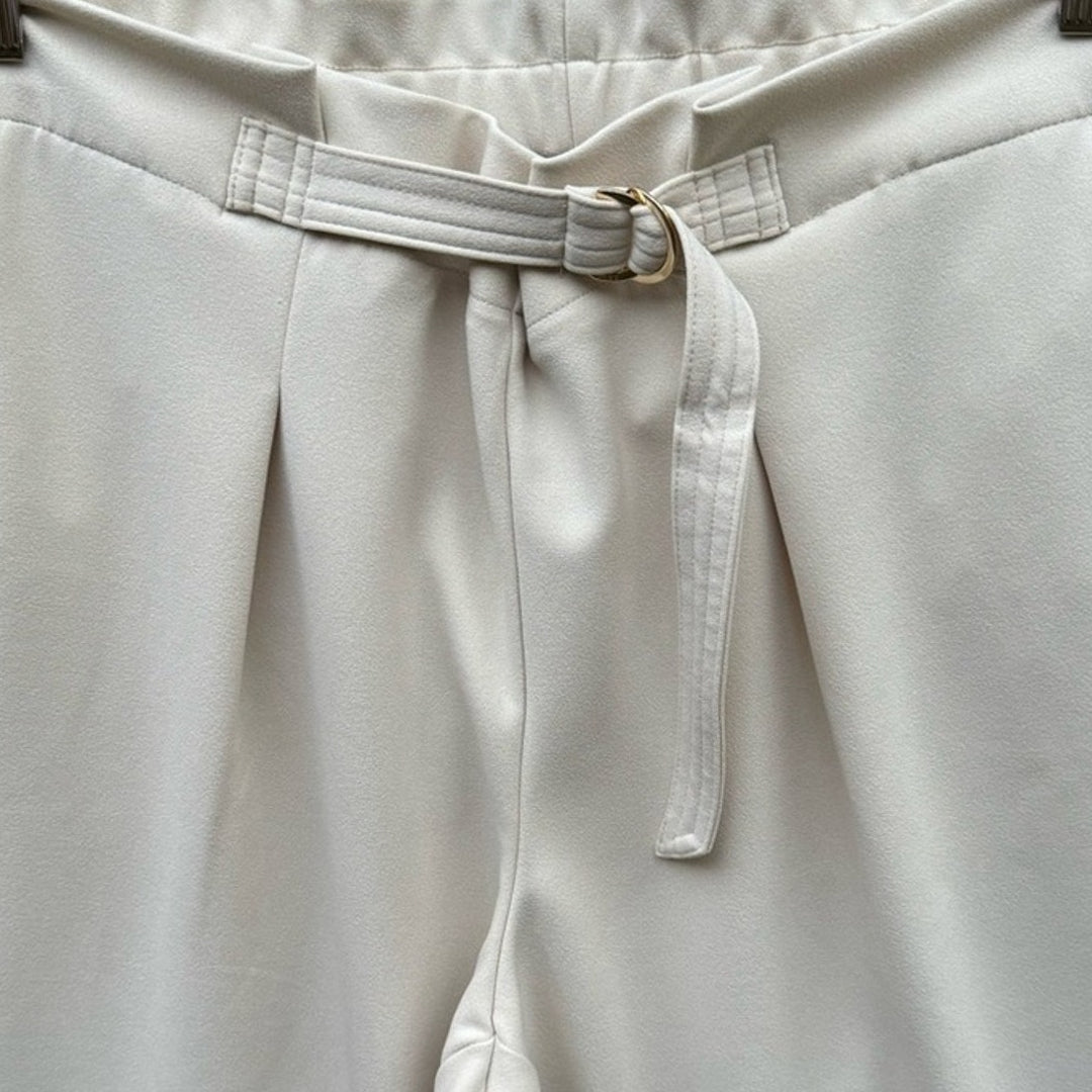 DKNY Womens Large PolySpandex Pleated Front Belted Capri Pants w Pockets