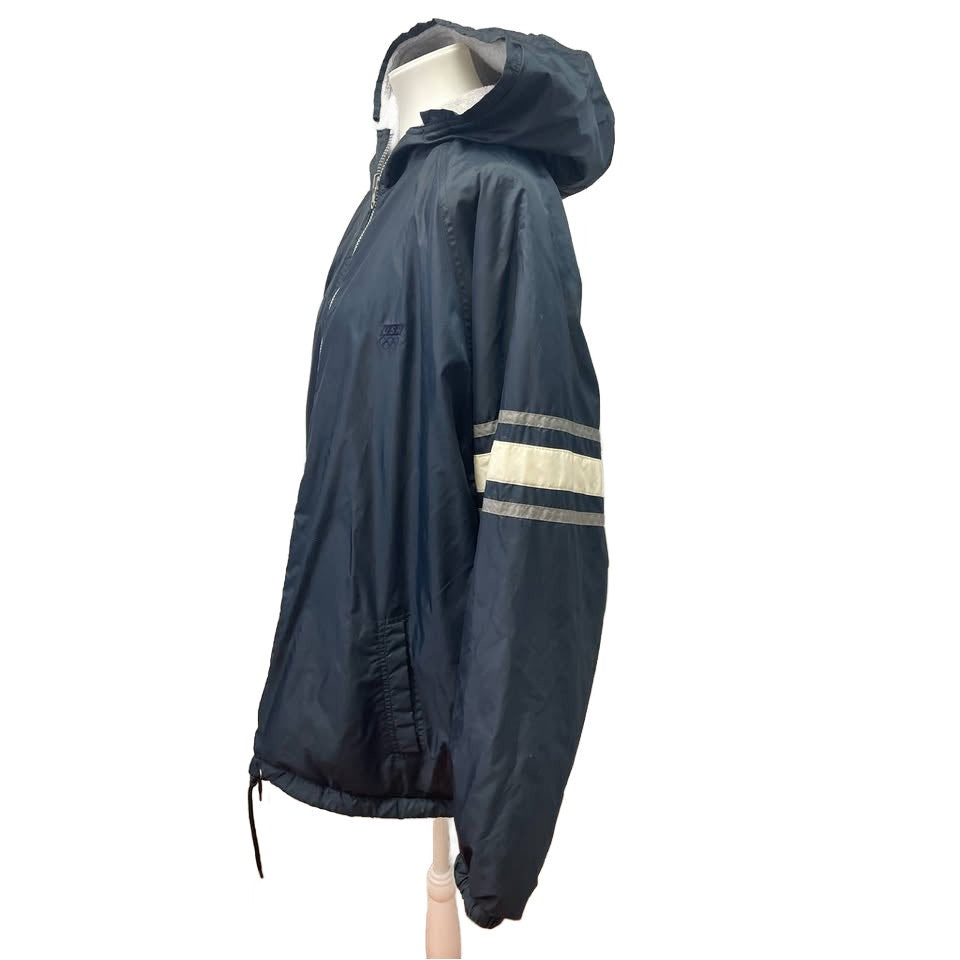 Reversible USA Olympic Mens LT Large Tall Full Zip Hooded Windbreaker Jacket