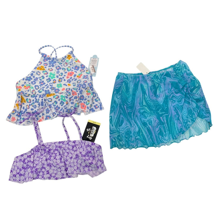 Lot of 3 New Art Class Cat &amp; Jack Girls Large Bikini Top Swim Cover Skirt