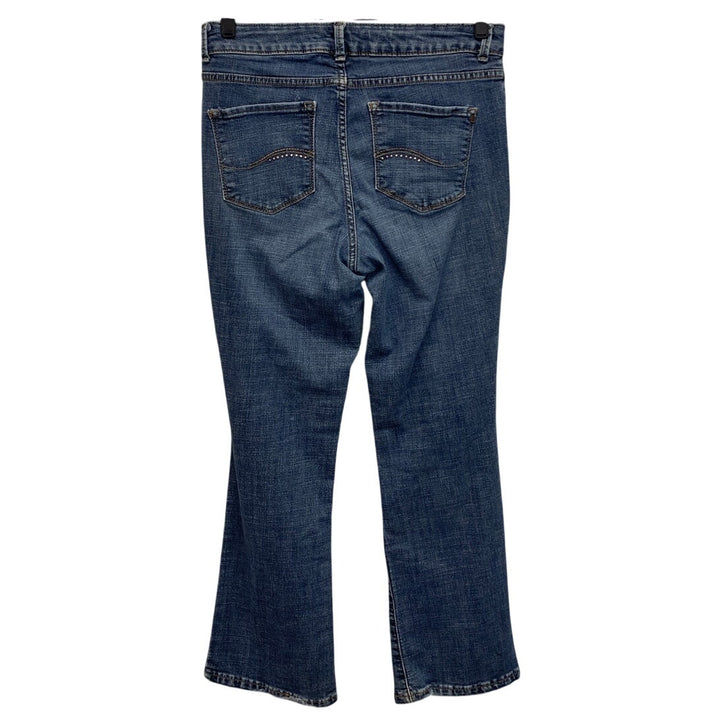 Lee Modern Series Womens Size 8 Curvy Boot Cut Replaced Button Denim Blue Jeans