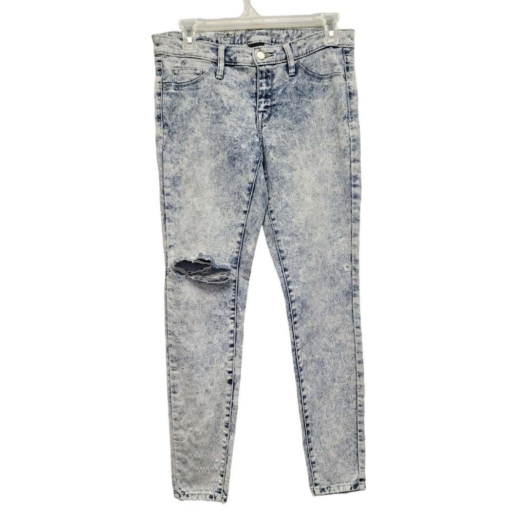 Massimo Womens 4 PolyCotton Spandex Factory Distressed Mid Rise Denim Leggings