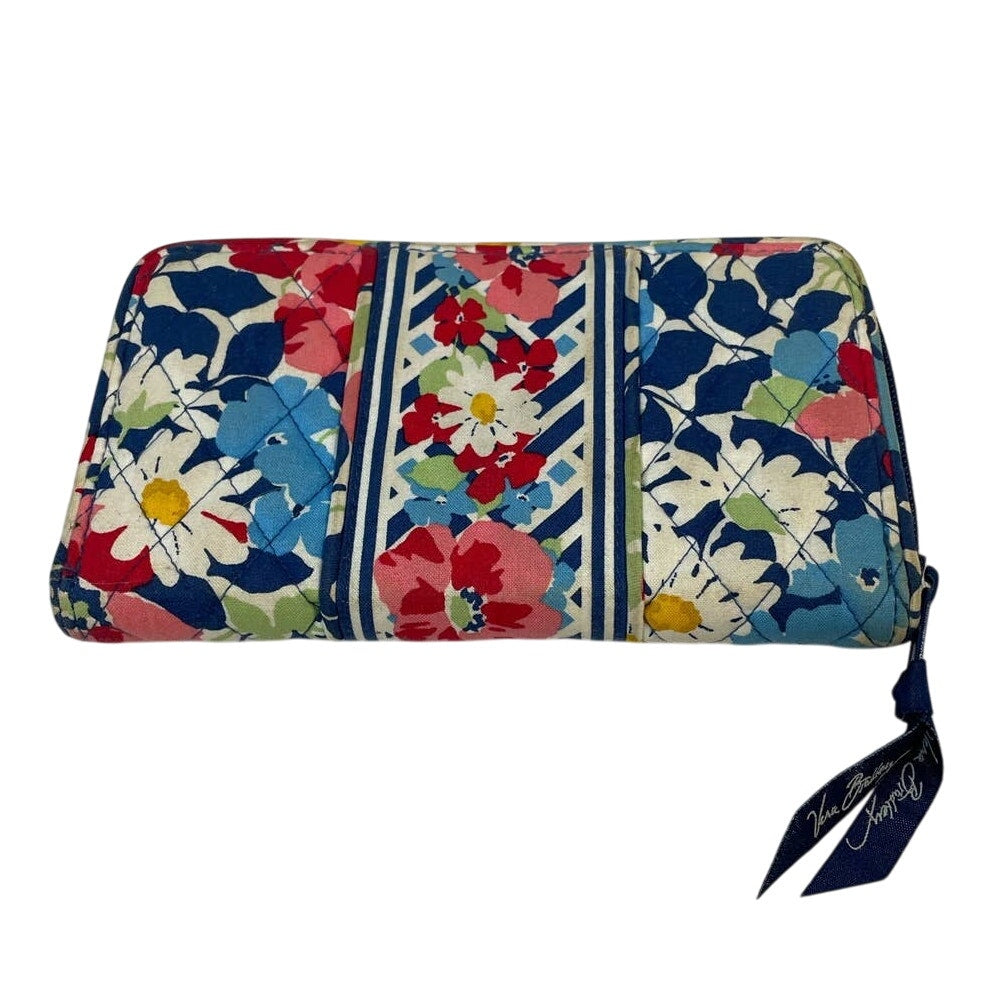 Vera Bradley Quilted Cotton Blend Floral Stripe Full Zip Around Zippered Wallet