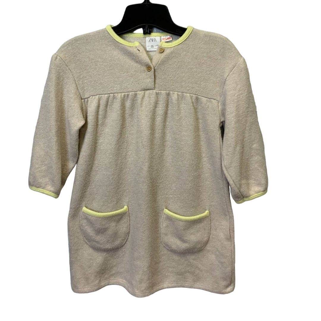 Zara Girls Size 4-5 Years 100 cm Knit Polyester Blend Sweater Dress w Pockets