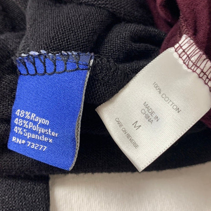 Lot of 2 Apt 9 New York &amp; CO Womens Medium Maroon Black Short Long Sleeve Tops