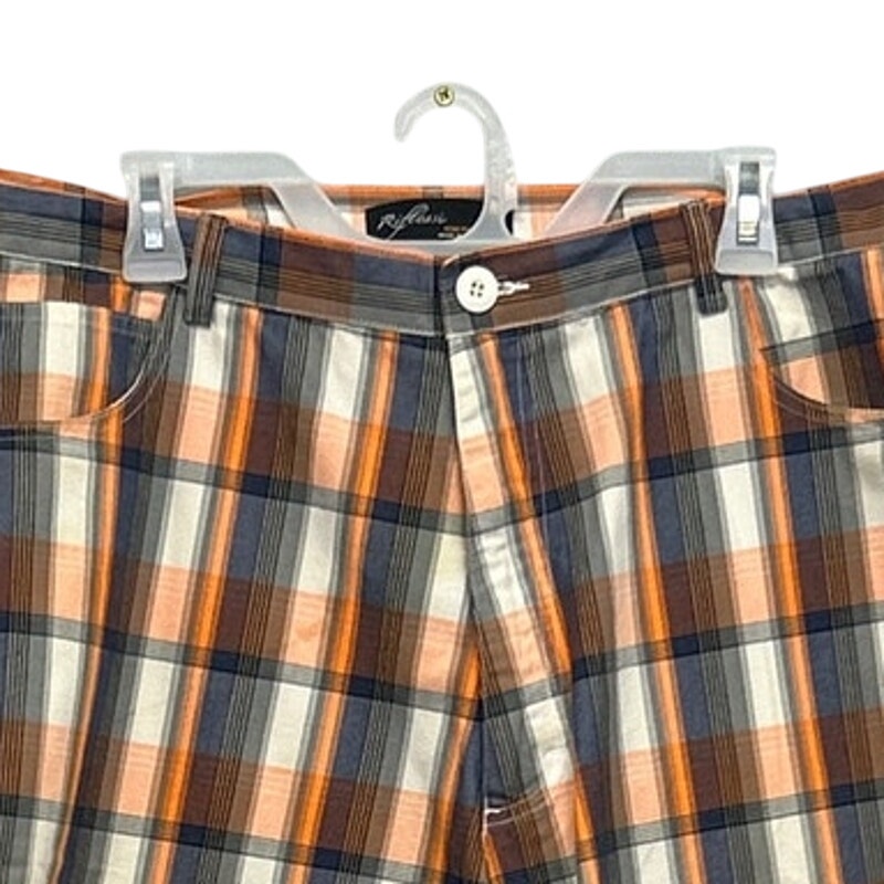 Riflessi Mens Size 40 PolyCotton Long Plaid Board Golf Shorts w Pockets
