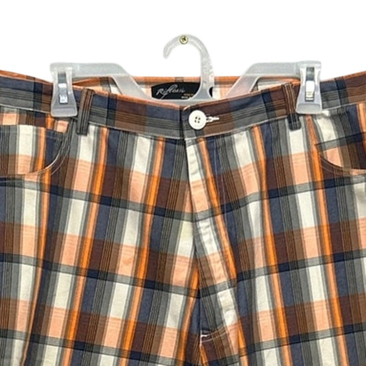 Riflessi Mens Size 40 PolyCotton Long Plaid Board Golf Shorts w Pockets