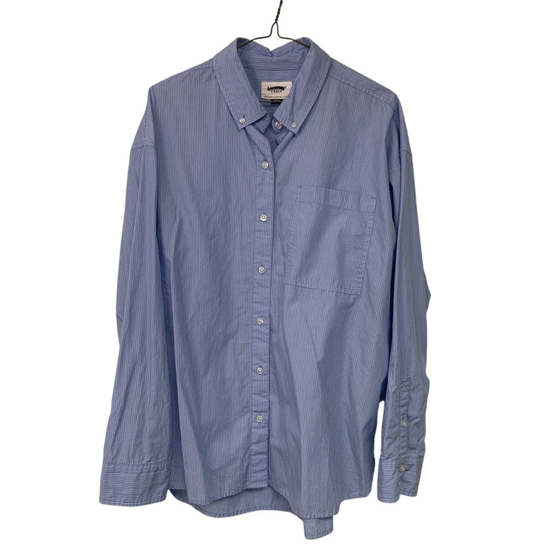New American Eagle Womens Medium Striped Long Sleeve Collared Button Up Shirt