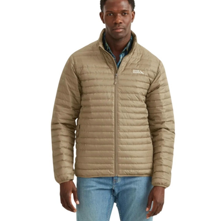 New Eddie Bauer Mens Microlight Dark Khaki 650FP Full Zip Down Jacket Coat