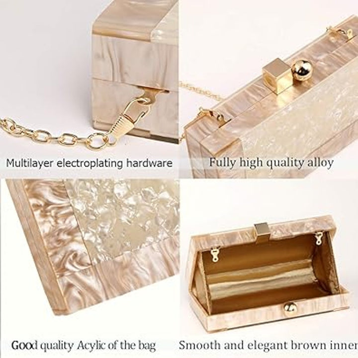 New Menurra White Peach Acrylic Hard Plastic Evening Clutch Handbag w Flaw