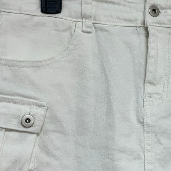 NWT New Thats So Fetch Womens Size 12 White Cotton Blend Mini Cargo Skort