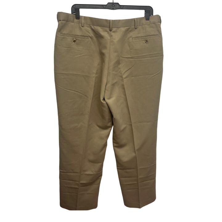 George Mens 44 X 30 Khaki Green 100% Polyester Flat Front Chino Pants