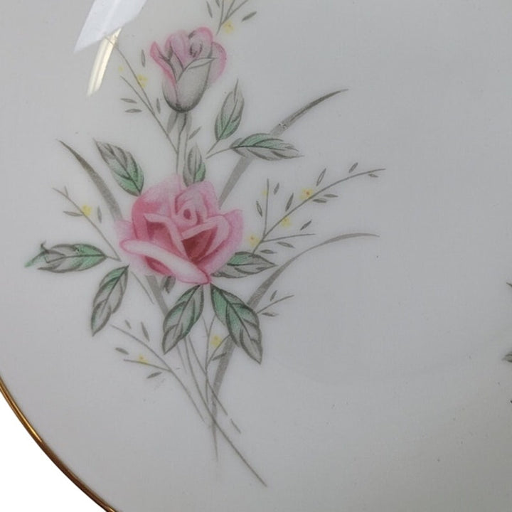 4 Vintage Golden Rose Flower Gold Rim Fine China Japan Small Appetizer Plates