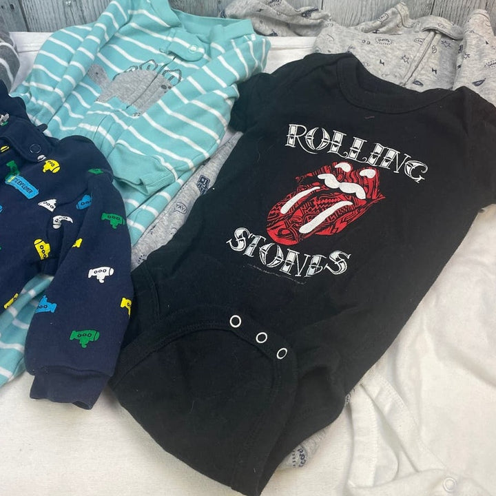 Boys 6 Months Carters Rolling Stones Rabbit Skins One Piece Sleepers Lot of 7