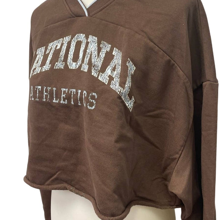 Divided by H&amp;M XXL Long Sleeve V-Neck Cropped Cotton Polyester Blend Sweatshirt