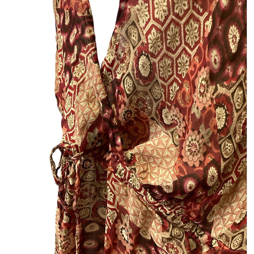 Venezia Womens Plus Size 22/24 Sheer Floral Deep V Rayon Ruffled Sleeve Blouse