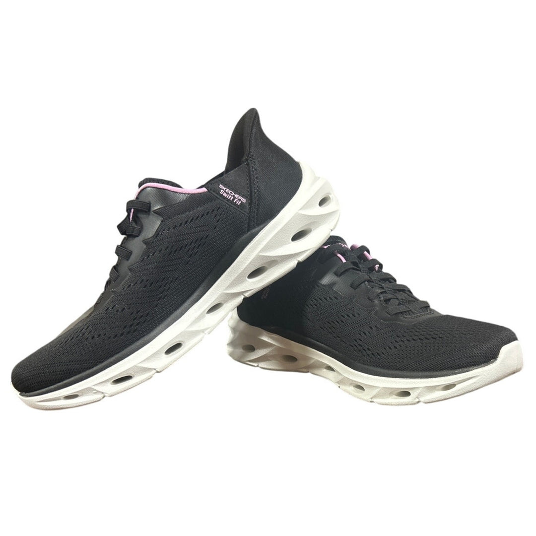 Skechers Womens Size 10 Black Pink Mesh Hands Free Swift Fit Athletic Shoes
