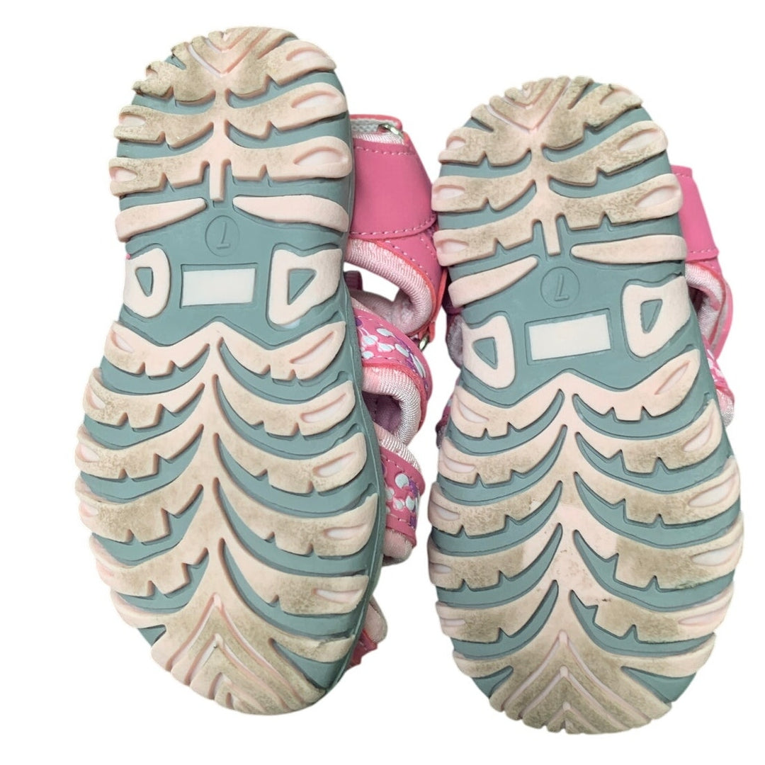 Apakowa Toddler Girls Size 7 Pink Sandals Closed Toe Latch &amp; Hook Close Shoes