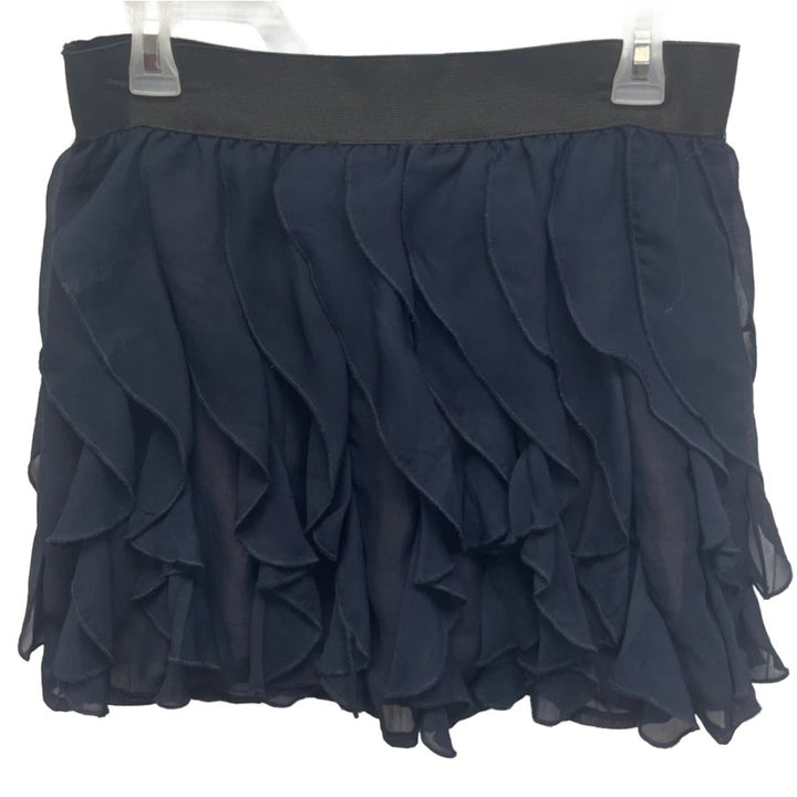 Forever 21 Womens Medium Navy Blue Wide Elastic Waist Ruffled Short Pencil Shirt