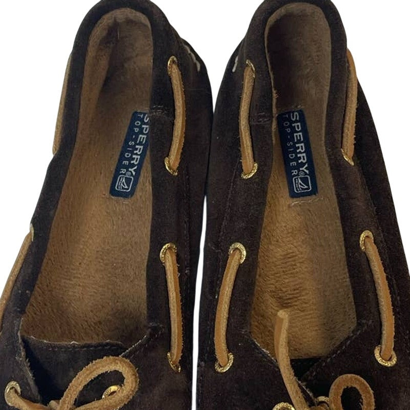 Sperry Top Sider Womens Size 8 Suede Leather Side Lace Moccasin Slide On Loafers
