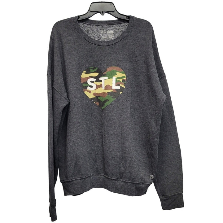 Arch Apparel Womens XL STL St Louis Camo Heart PolyCotton Long Sleeve Sweatshirt