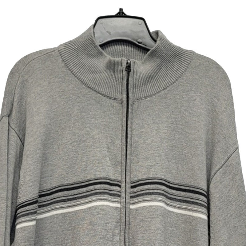 Arrow Mens XXL 100% Cotton Textured Mini Stipes Long Sleeve Zip Up Sweater