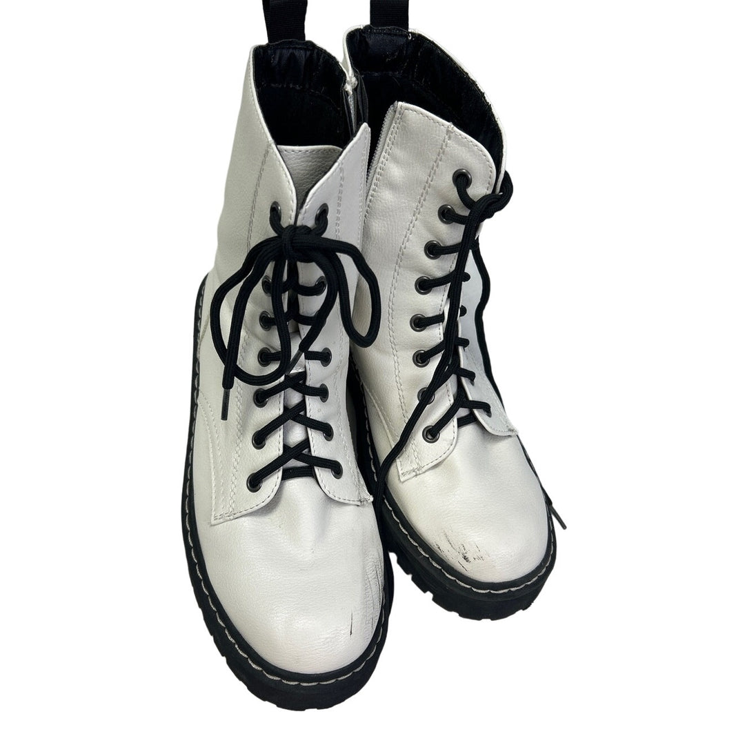 Sincerely Jules Womens Size 9.5 Harley White Leather Lace Up Boots