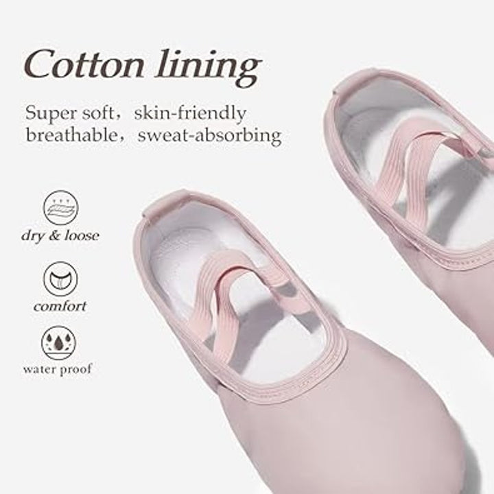 DyingSwan Toddler Girls 6T Pink Ballet Slippers Soft Leather No Tie Dance Shoes