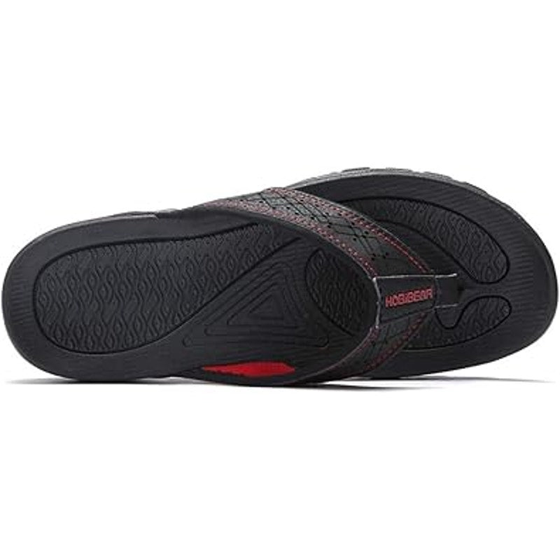 Hobibear Mens Size 11 Black Red Thong Slide On Cushioned Flip Flop Sandal Shoes