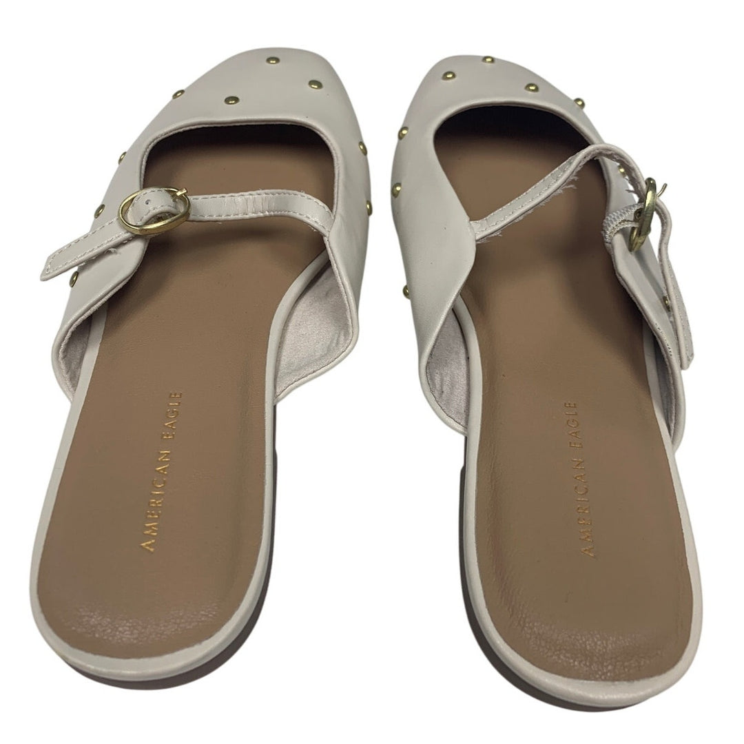New American Eagle Womens Size 6 Studded Faux Leather Mary Jane Open Back Flats