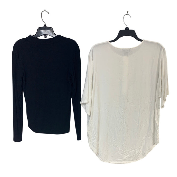 Lot of 2 Hunters Run Womens Large Long Short Sleeve Quarter Zip Button Tops
